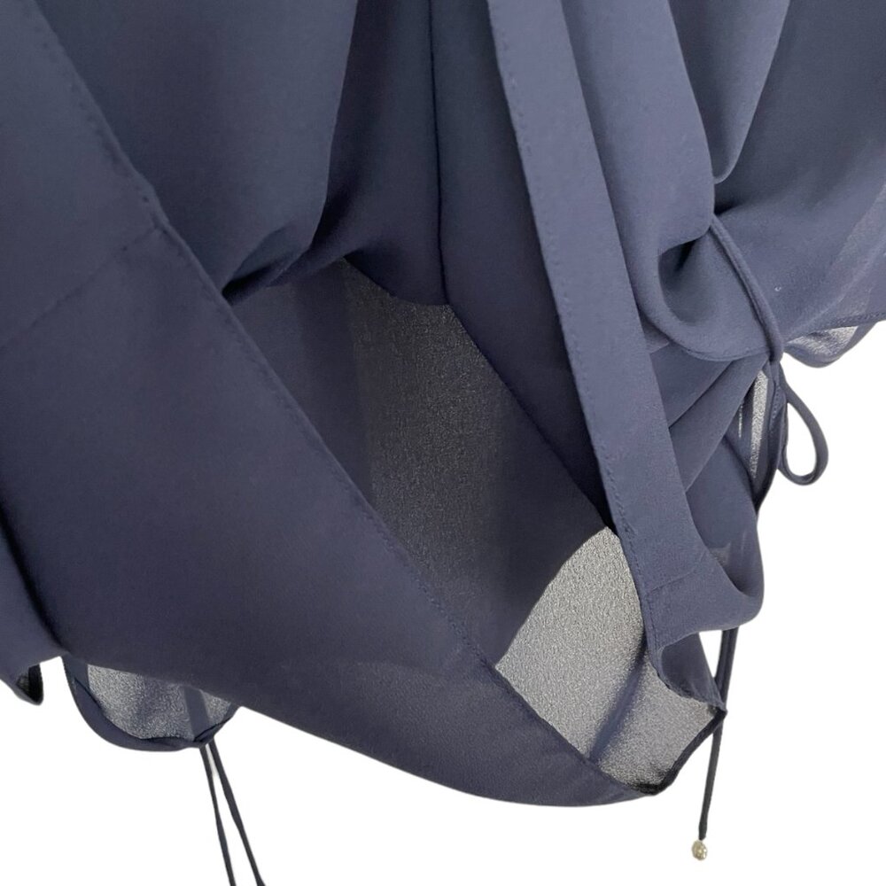 Victoria Morgan Vintage Navy Blue Cape style Top Silver bow accents Size Medium - Picture 11 of 12